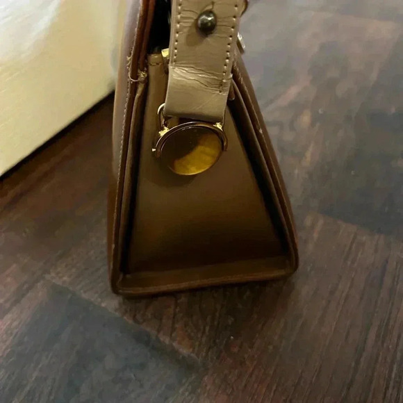 Andrew Geller Vintage Designer Camel Ombré Loop Clasp Pullman Style Handbag - Picture 7 of 14